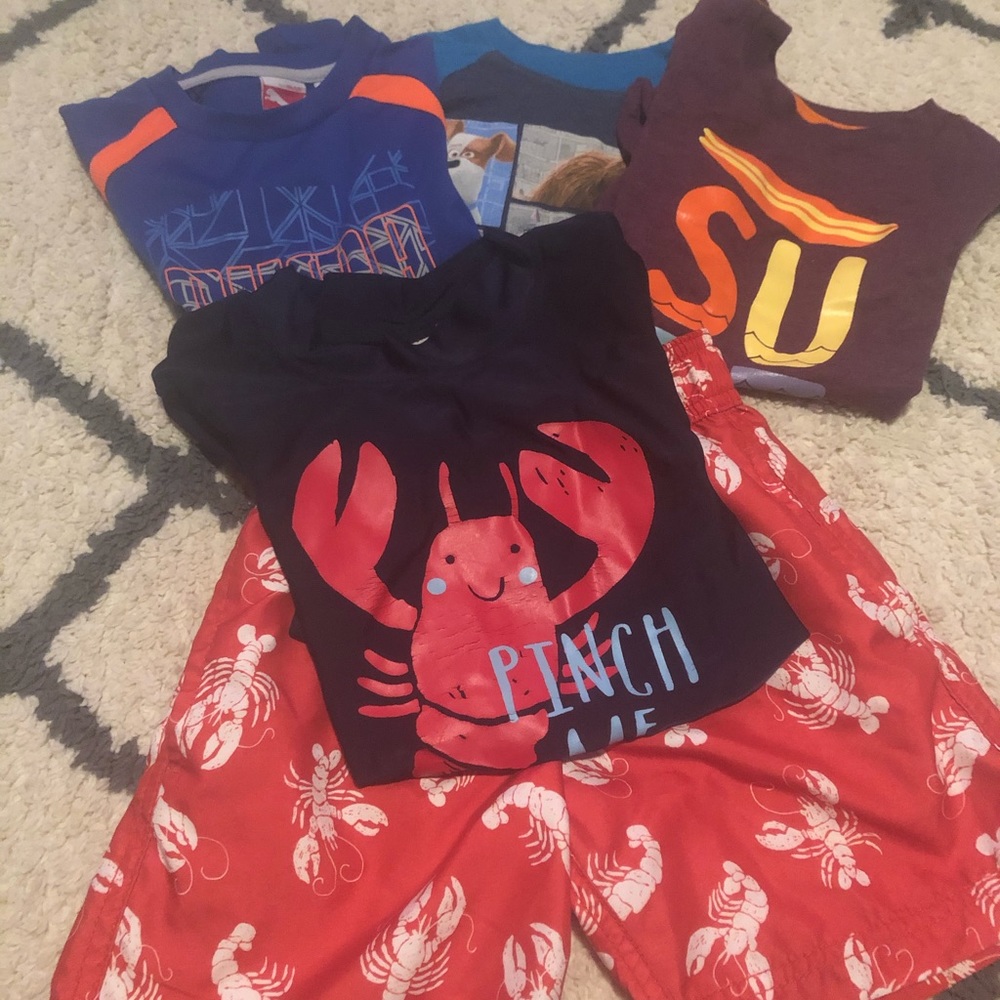 Carters swim shorts & swim shirt | 3 tee shirts